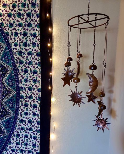 Circle Mobile, Witchy Room, Goth Home, Goth Home Decor, Room Redesign, Bedroom Decor Inspiration, Moon Decor, Moon Garden, Dreamy Room