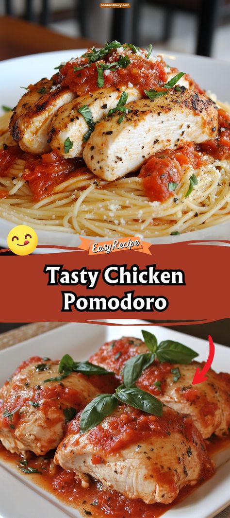 Dive into the fresh, bright flavors of Chicken Pomodoro, where pan-seared chicken breasts are served with a vibrant tomato and basil sauce. This dish is not only delicious but also quick to prepare, making it an ideal choice for a nutritious and elegant weeknight dinner. #ChickenPomodoro #SimpleDinners #TomatoBasil Chicken Recipe With Tomatoes, Pan Seared Chicken With Sauce, Chicken With Red Sauce Recipes, Chicken And Diced Tomatoes Recipe, Chicken With Tomatoes Recipes, Chicken In Tomato Sauce Recipes, Chicken And Red Sauce, Chicken And Tomato Recipes, Chicken With Red Sauce