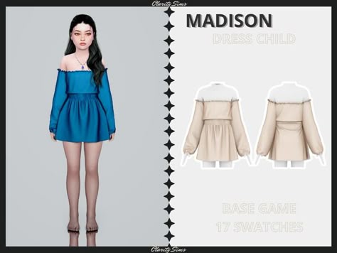 Madison - Dress Child | Patreon Preteen Sims 4 Cc Clothing, Sims 4 Preteens Cc Clothing, Kids Clothing Sims 4 Cc, Children Cc Sims 4 Clothes, Sims Child Clothes, Sims4 Child Clothes, Sims 4 Mods Clothes Kids, Sims 4 Kids Cc Clothing Patreon, Sims 4 Cc Patreon Child