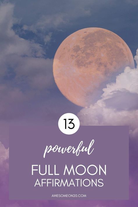 Manifesting with the moon is a beautiful practice. Use these 13 powerful full moon affirmations throughout the year to help create a life you truly love. #fullmoon #affirmations #witchcraft Pink Full Moon Affirmations, Pink Moon Manifestation, Full Moon Affirmations, Moon Affirmations, Pink Full Moon, Sturgeon Moon, Cold Moon, Strawberry Moons, Full Moon Ritual