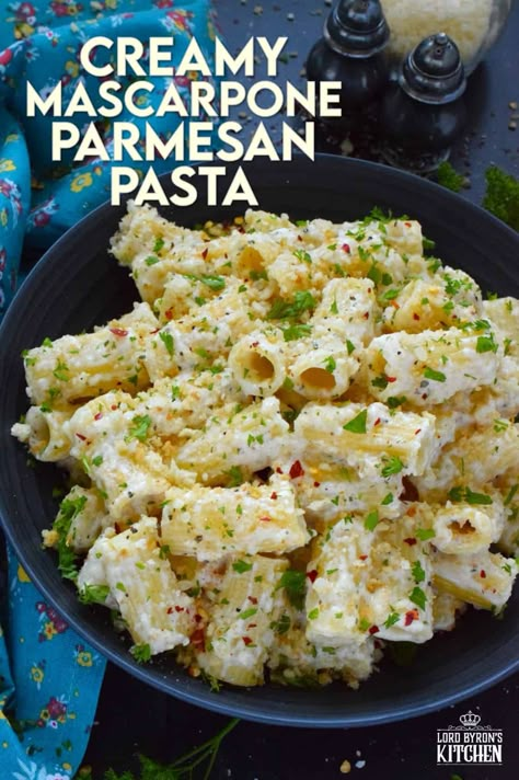 When it comes to cream sauce and pasta, nothing beats this Creamy Mascarpone Parmesan Pasta! The creamiest of them all, this sauce is prepared with both mascarpone and parmesan cheese, seasonings, and fresh lemon juice. Topped with toasted breadcrumbs for taste and texture, this quick and easy meal is simply delicious! #mascarpone #parmesan #pasta Toast With Mascarpone, Mascarpone Cream Sauce Pasta, Recipes That Use Mascarpone Cheese, Lemon Marscapone Pasta, Pasta With Parmesan Cream Sauce, Mascarpone Dinner Recipes, Mascarpone Cream Sauce, What Can You Make With Mascarpone Cheese, Things To Make With Marscapone