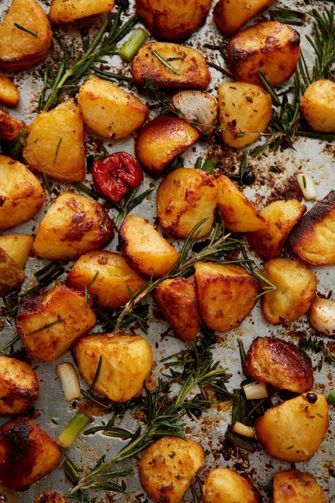 Rum-Roasted Potatoes Guest Recipes, Cauliflower Burger, Crushed Potatoes, Chilli Jam, Roast Potatoes, Nigella Lawson, Unprocessed Food, Spiced Rum, Caribbean Recipes