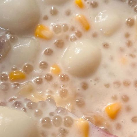 Candy on Instagram: "Let's make Ginataang bilo-bilo (Sticky rice balls in coconut milk) Perfect pang merienda😋 Ingredients: Sago: 5 cups water 1/2 cup uncooked taipoca pearl Sticky Rice Balls: 1 1/2 cup glutinous rice flour 1/2 cup water 1 cup water 400ml coconut milk 1/2 cup sugar 150g corn kernel 1/2 cup jackfruit 1 tbsp glutinous flour to thicken Directions: -Bring 5 cups of water into a boil. Add tapioca pearl and cook for 20 minutes or until translucent. Rinse well and set aside. -In a bowl, add the glutinous rice flour then add the water and mix until it forms a dough. -Scoop about half a teaspoon of dough and form a small balls using your palms. -In a medium pot, add 1 cup of water, coconut milk, and sugar. Stir occationally until sugar is disolved. Bring to a simmer. -Add the Sticky Rice Balls, Bilo Bilo, Rice Flour Recipes, Tapioca Pearl, Filipino Recipe, Milk And Sugar, Glutinous Rice Flour, Tapioca Pearls, Corn Kernel