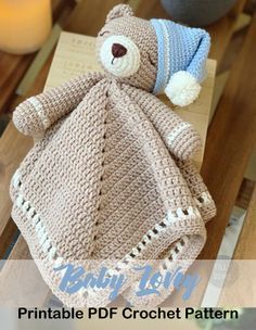 Security Blanket Crochet Pattern, Crochet Lovey Free Pattern, Crochet Security Blanket, Lovey Crochet Pattern, Bear Lovey, Lovey Crochet, Lovey Pattern, Crochet Lovey