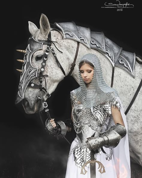 Medieval Girl, Jeanne D'arc, Horse Armor, Female Knight, Knight In Shining Armor, 다크 판타지, Knight Armor, Medieval Armor, Fantasias Halloween