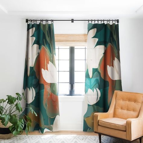 Modern Floral Curtains, Abstract Curtains, Light Blue Walls, Dining Ideas, House Details, Bedroom Curtains, Curtain Ideas, Room Remodel, Floral Curtains