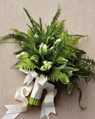 Fern Bouquet, Decoration Buffet, Fern Wedding, Green Bouquet, Parrot Tulips, Tulip Bouquet, Deco Floral, White Bouquet, Bouquet Of Flowers