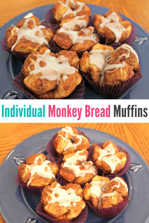 These individual monkey bread muffins take the mess and hassle out of an otherwise big deal breakfast and makes them just the right size for a quick on the go breakfast or a tasty single serving dessert! Make a batch of these individual monkey bread muffins and you can heat and eat all week! This is an excellent recipe to bake with kids, because they will love the finished result! #monkeybreadrecipe #individualmonkeybreadrecipe #breakfastrecipes #dessertrecipes #bakingrecipesforkids Individual Breakfast Ideas For A Crowd, Breakfast For Big Groups, Bingo Snacks, Quick On The Go Breakfast, Breakfast Ideas For A Crowd, Xmas Breakfast, Kid Breakfast, Monkey Breads, Monkey Bread Muffins