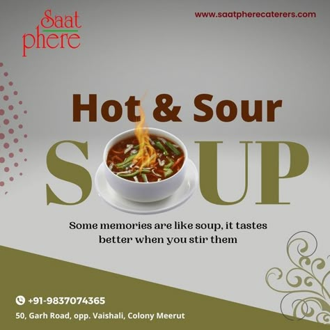 Soup Poster Design, Soup Poster, Hot Sour Soup, Food Stall Design, Pasta Restaurants, Oxtail Soup, Best Soups, Instagram Graphic Design, Veg Soup