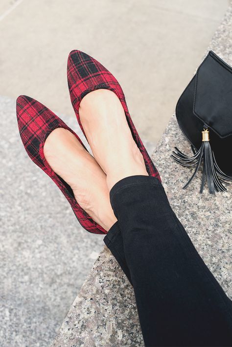 Bobbies Shoes, London Vibes, Plaid Flats, Crossbody Saddle Bag, Red Flats, 1920s Style, Shoes Teen, Prom Outfits, Pointed Toe Flats