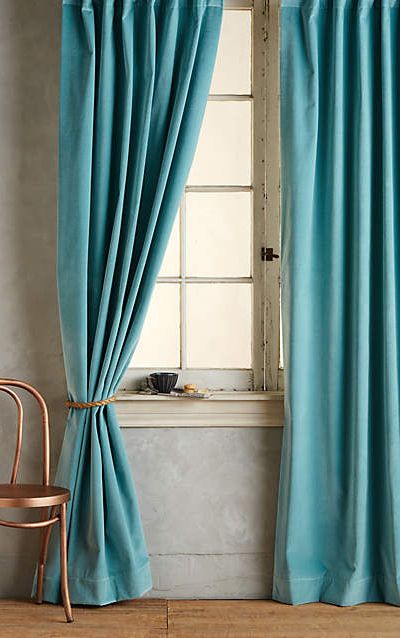 Matte Velvet Curtain Boho Curtains, Green Curtains, Blue Curtains, Living Room Curtains, Curtain Ideas, Velvet Curtains, Home Curtains, Diy Curtains, Room Curtains