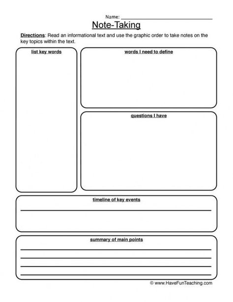 Example of editable informational text notetaking worksheet informational middle school note taking template sample. Middle school note taking template, There are all types of notes, notes on your fridge, notes to our pals , text messages which masquerade as notesand... Summarizing Worksheet, Text Structure Worksheets, Note Taking Template, Articles Worksheet, Science Text, Elementary Worksheets, Text Analysis, Literacy Worksheets, Have Fun Teaching