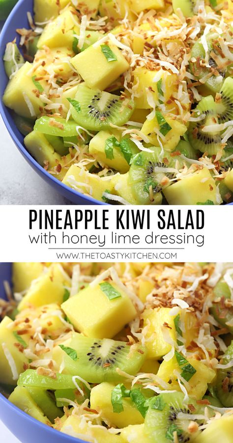 Kiwi Salad, Salad With Honey Lime Dressing, Kiwi Recipes, Honey Lime Dressing, Pineapple Salad, Fresh Salad Recipes, Best Salad Recipes, Lime Dressing, Honey Lime