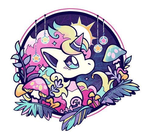 Galarian Ponyta, Ponyta Pokemon, Pastel Goth Art, Pokemon Tattoo, Geniale Tattoos, Unicorn Art, Goth Art, Cute Cartoon Drawings, A Dream Come True