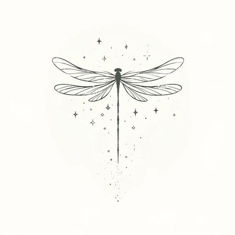 Dragonfly Tattoo Symbolism, Dragonfly And Stars Tattoo, Dragonflies Tattoo Design, Dragonfly Tattoo Delicate, Dragonfly Arrow Tattoo, Dragonfly Sketch Tattoo, Tattoo Of Dragonfly, Minimalist Dragonfly Tattoo Simple, Fine Line Dragonfly Tattoo Design