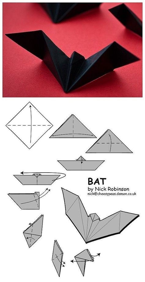 Bat Paper Craft, Bat Origami, Origami Bat, Origami Halloween, Halloween Origami, Origami Christmas Tree, Paper Bat, Origami Ball, Paper Blog