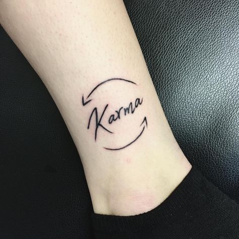 Karma Tattoo. Karma Tattoo Ideas, Tattoo Karma, Targaryen Tattoo, Karma Tattoo, Simple Tattoos For Women, Arrow Tattoo Design, Tattoos Infinity, Omerta Tattoo, Shape Tattoo