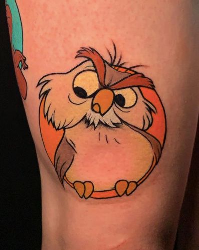 Merlin Tattoo Ideas, Disney Tattoo Flash, Ferngully Tattoo, Merlin Tattoo, Disney Characters Tattoos, Disney Inspired Tattoos, Disney Sleeve Tattoos, Disney Sidekicks, Lion King Tattoo