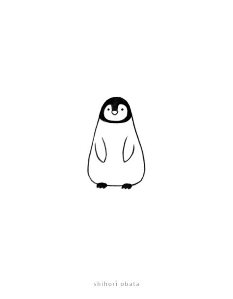 35 Cute & Easy Animal Drawing Ideas Penguine Cute Drawing, Cute Simple Penguin Drawing, Anime Easy Tattoo, Penguin Sketch Cute, Penguin Sketch Simple, Penguin Doodle Cute, Penguin Doodle Simple, Easy Animal Tattoos, Funny Penguin Drawing