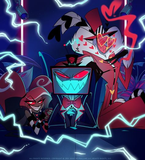 Hazbin Hotel on Twitter: "Happy Halloween from hell's most sinister overlords; Vox, Velvette, Valentino - the VEES. #hazbinhotel https://t.co/xKkmtNjuVY" / Twitter Arcee Transformers, Emoji Wallpaper Iphone, Vivziepop Hazbin Hotel, Emoji Wallpaper, Hotel Art, Hanging Pictures, Hazbin Hotel, Red Background, Owl House