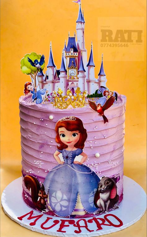 Sophia Cake Design, Sofia The First Cake Design, Sophia The First Cake, Princess Sophia Cake, Sofia Birthday Cake, Sofia The First Birthday Cake, Sophia Cake, Drip Cake Recipes, Sofia The First Cake