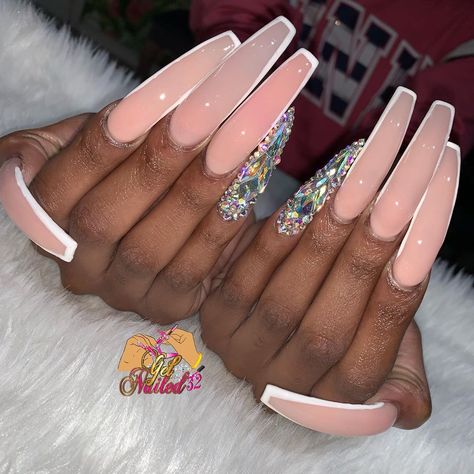 Natali on Instagram: “XX-Long Nails 💅🏾💅🏾 #miasecret #acrylicnails #coverrose #blingnails #longnails #xxlongnails #frostedpink #acrylicpowder #getnailed32” Curve Nails, Bright Red Nails, Curved Nails, Exotic Nails, Long Square Acrylic Nails, Coffin Nails Long, Prom Nails, Luxury Nails, Bling Nails