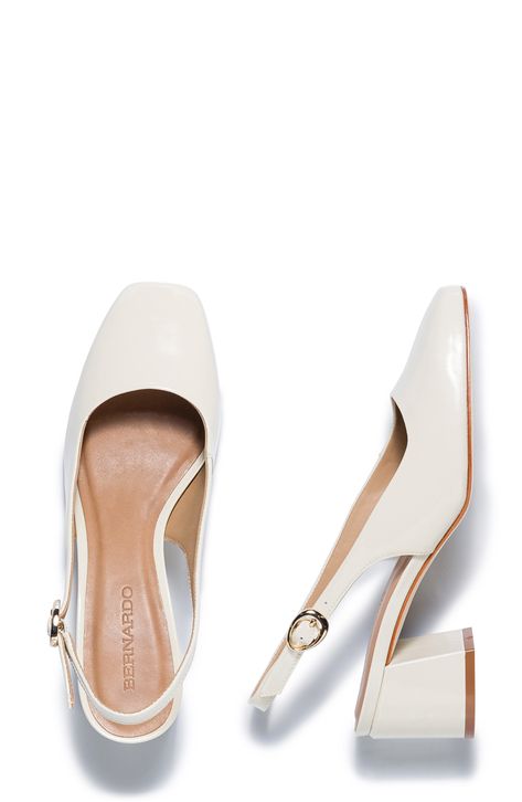 Bernardo Alexia slingback pump in eggshell | Nordstrom Size 11.
#Fashion_Shoes_Heels #Fits_Inspo #Rollerball_Perfume #White_Pumps Slingback Bridal Shoes, Silk Wedding Shoes, White Low Heels, White Slingback Heels, Best Bridal Shoes, Small Heels, Bridal Pumps, Fashion Shoes Heels, Basic Heels