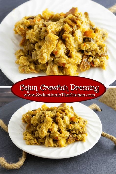 #Cajun #Crawfish #Dressing is a #cornbread dressing with #Creole flavors and of course crawfish! This Southern specialty dressing was challenged for me to make from Adam of The Unorthodox Epicure.  via @SeductionRecipe Crawfish Dressing, Seafood Cornbread Dressing, Seafood Cornbread, Crawfish Cornbread Dressing, Quick Cornbread, Crawfish Cornbread, Southern Cornbread Dressing, Cornbread Dressing Recipe, Cornbread Stuffing Recipes