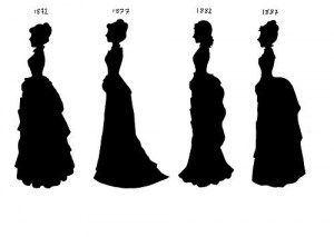 i always find myself losing references like this when i actually want them #victorian #bustles #costumes Victorian Era Fashion, Victorian Dresses, Bustle Dress, Fashion Silhouette, Victorian Clothing, Victorian Steampunk, Historical Costume, Dress Silhouette, Moda Vintage