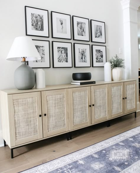 Sideboard Styling, Sideboard Styles, Sideboard Decor, Dining Room Sideboard, Living Room Console, Sideboards Living Room, Entryway Ideas, Living Room Cabinets, Living Room Storage