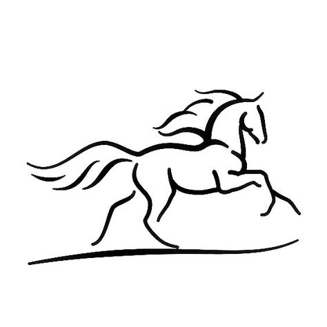 Horse Outline Tattoo Design - A simple black outline of a horse running free. Great for a first tattoo. Horse Outline Tattoo, Horse Outline, Horse Stencil, Horse Tattoo Design, Horse Running, Outline Tattoo, Silhouette Tattoos, Small Tattoos Simple, Simple Line Drawings