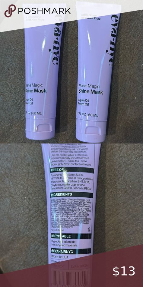 2- eva NYC Mane Magic Shine Mask, new! Mane Magic, Eva Nyc, Neem Oil, Smooth Hair, Argan Oil, Mask, Mirror, Hair, Closet