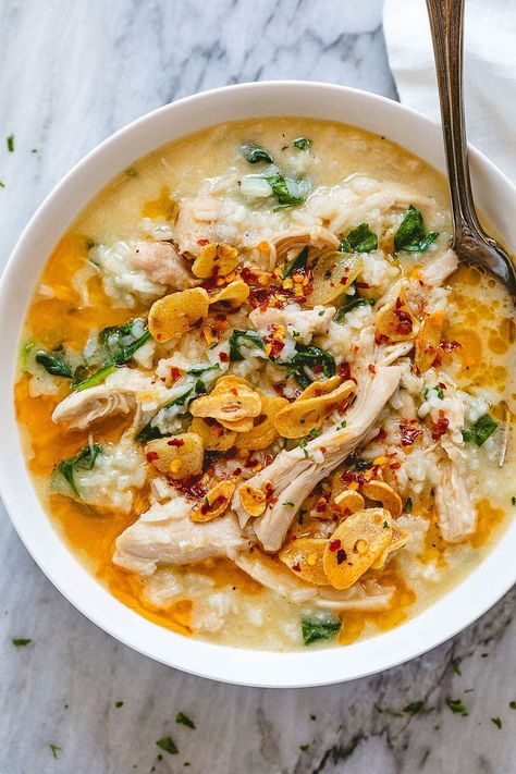 Sep 1, 2019 - Instant Pot Garlic Parmesan Chicken Rice Soup – Ready in 30 minutes, this easy chicken and rice soup packs a ton of flavor. CLICK HERE to Get the Recipe Garlic Parmesan Chicken Rice, Parmesan Chicken Rice, Instant Pot Garlic Parmesan Chicken, Ayam Mentega, Healthy Chicken Soup, Easy Chicken And Rice, Rice Soup Recipes, Chicken Rice Soup, Fall Recipe