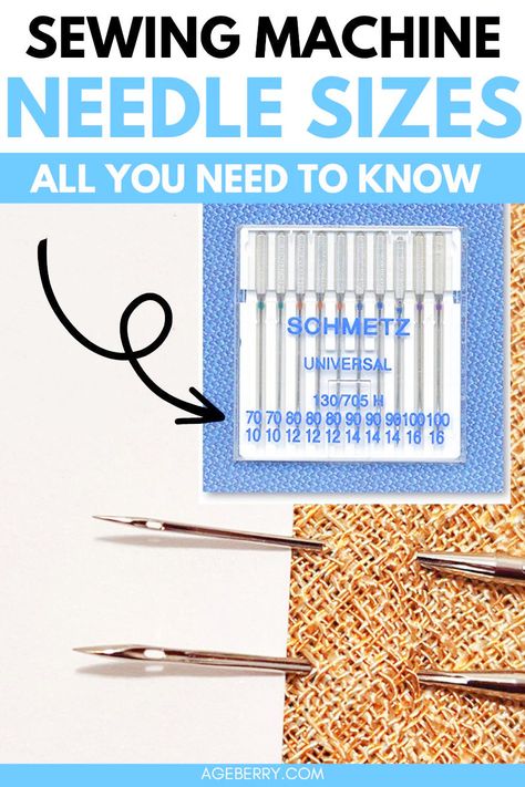 Have you ever wondered why there are so many different needle sizes for sewing machines? Or how to know which size to use for which fabric? Sewing machine needles are incredibly important as the wrong size or type of needle can cause skipped stitches, broken thread, and even damage to your fabric. In this tutorial, I'll explain what the different sizes mean and when to use them. Sewing Needle Sizes, Sewing Guide, Sewing Jeans, Machine Needles, Sewing Machine Thread, Sewing Machine Needle, Sewing Machine Needles, Sewing Needles, Sewing Needle