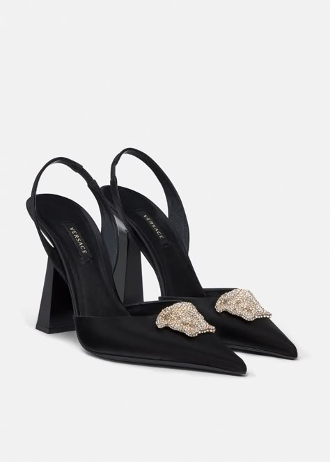 Versace La Medusa Satin Sling-Back Pumps for Women | US Online Store Versace Pumps, Versace Heels, Fotografi Digital, Shoes Heels Classy, Versace Shoes, Heels Classy, Fancy Shoes, Hype Shoes, Girly Shoes