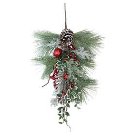 Northlight Indoor 27-Ft Pine Garland 32635909 Swags And Wreaths, Christmas Door Swag, Family Gallery Wall, Pre Lit Garland, Door Ornament, Fall Leaf Garland, Christmas Door Decoration, Crystal Garland, Teardrop Swag