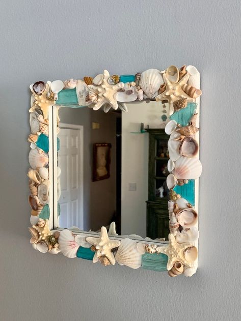 OceanInspiredDesign - Etsy Ocean Room Decor, Beach Room Decor, Mirror Tile, Seashell Mirror, Beachy Room Decor, Ocean Room, Interior Mirror, Healing Room, Beachy Room