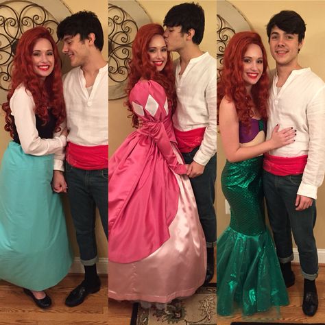 Ariel Prince Eric Costume, Little Mermaid And Prince Eric Costume, Couples Costumes Red Hair, Ariel And Eric Halloween Costume, Red Head Couple Costumes, Little Mermaid Couple Costume, Couple Costumes Marvel, Ariel And Prince Eric Costume, Ariel And Eric Costume