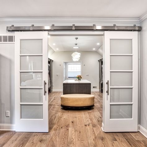 75 Closet Ideas You'll Love - April, 2024 | Houzz Bedroom Closet Door Ideas, Closet Door Ideas, Transitional Closet, Double Closet Doors, Bedroom Closet Doors, Contemporary Closet, Double Sliding Barn Doors, Creative Closets, Double Closet