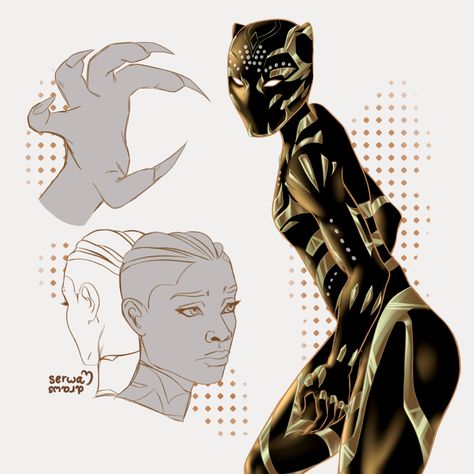 Black Marvel Comic Characters, Suri Black Panther, Shuri Black Panther Art, Shuri Black Panther Comic, Wakanda Fanart, Shuri Black Panther Suit, Black Panther Oc, Shuri Black Panther Wakanda Forever, Wakanda Art