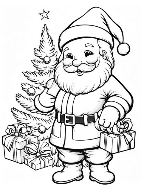 Santa Coloring Pages | Hue Therapy Santa Coloring, Christmas Tree Coloring, Kids Christmas Coloring Pages, Christmas Colouring Pages, Tree Coloring, Santa Coloring Pages, Free Christmas Coloring Pages, Christmas Coloring Sheets, Christmas Tree Coloring Page