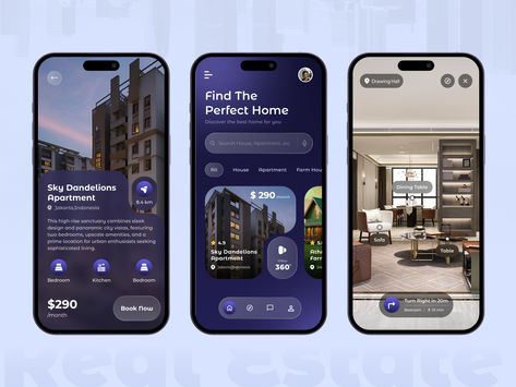 Real Estate App UI UX Design Real Estate Ui Design, Real Estate Landing Pages, Social Climber, App Ui Ux Design, Real Estate App, House App, Mobile Ux, App Design Layout, Ui Design Trends