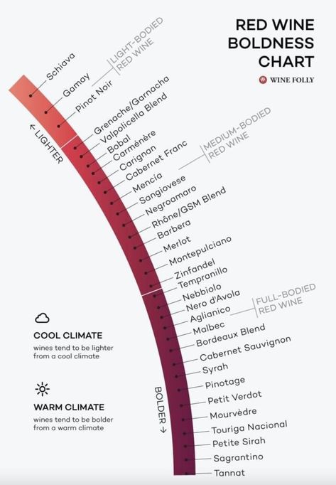 Tempranillo Wine, Montepulciano Wine, Zinfandel Wine, Wine Chart, Malbec Wine, Wine Facts, Red Blend Wine, Wine Folly, Pinot Noir Wine