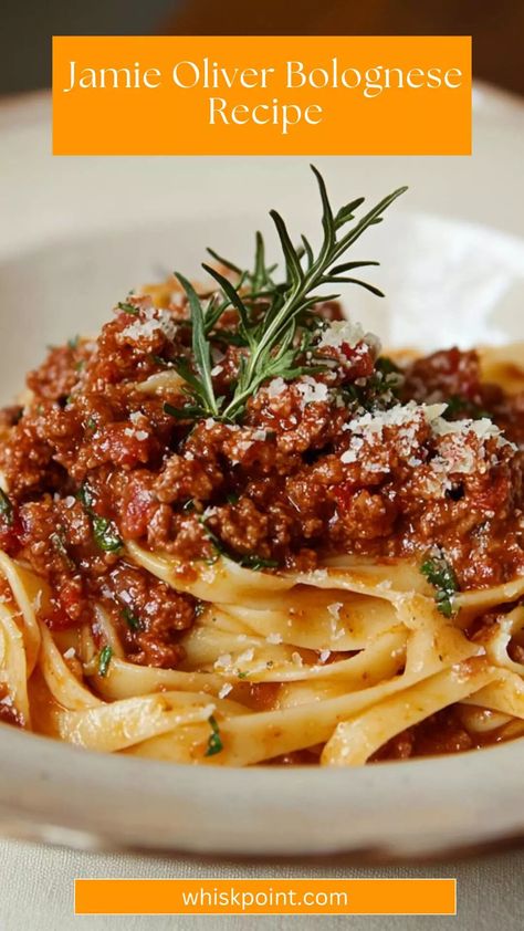 Jamie Oliver Bolognese Recipe – Whisk Point Jamie Oliver Pasta Recipes, Jamie Oliver Bolognese Sauce, Jamie Oliver Recipes 15 Minute Meals, 38 Birthday, Jamie Oliver 5 Ingredients, Jaime Oliver, Pasta Bolognese, Bolognese Recipe, Jamie Oliver Recipes