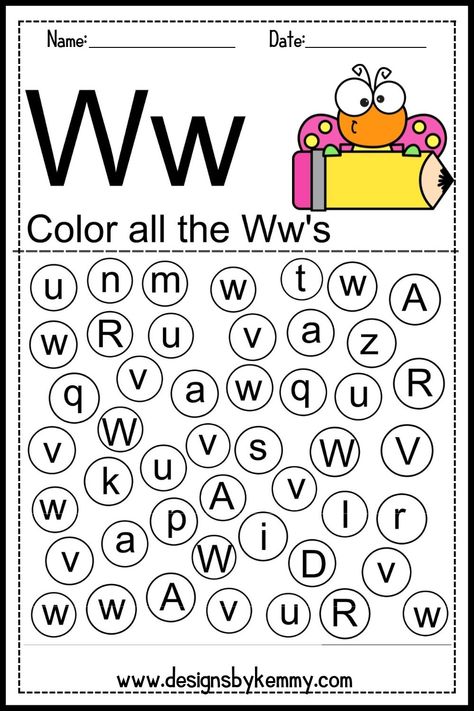 Download and print these FREE letter find printable worksheets for kids in preschool and kindergarten. Find all the letter W's in this worksheet and color them in. There are both lowercase and capital letter W's for kids to find and color. Alphabet worksheets preschool | alphabet learning activities | alphabet handwriting #printable #homeschool #alphabetactivities #preschool #freeprintables Letter W Activities For Preschool, W Worksheets For Preschool, Letter W Worksheet, Alphabet Learning Activities, Alphabet Letter Find, Letter W Activities, Preschool January, Alphabet Handwriting, Toddler Math