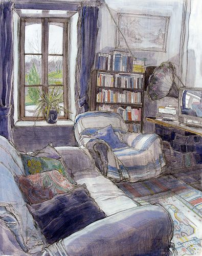 Caroline Johnson, Boho Apartment, Interior Paintings, Decor Pictures, Decor Entryway, Interior Illustration, 수채화 그림, Arte Inspo, Urban Sketching