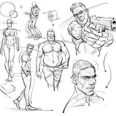 ArtStation - Gestures Gester Drawing References, Sketch Poses Reference, Human Anatomy Sketches, Josh Art, Josh Black, Gesture Drawings, Gesture Drawing Poses, Portrait Pencil, Different Artists