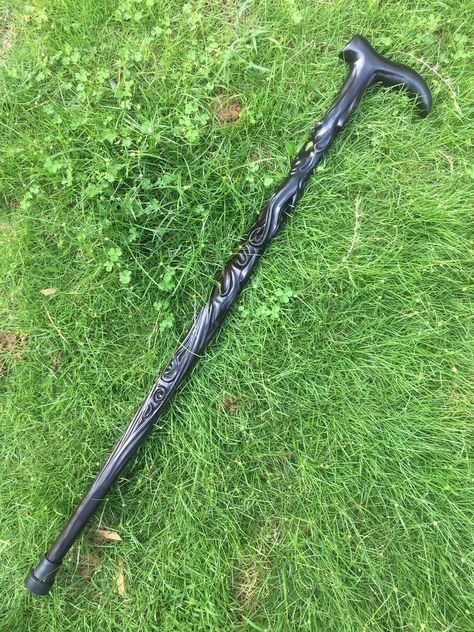 Twisted Walking Cane Ebony Walking Cane Handcrafted Walking | Etsy Elvish Architecture, Walking With A Cane, Cool Canes, Cool Walking Canes, Apocalypse Survival Gear, Wooden Walking Canes, Ebony Color, Cane Stick, Wooden Canes