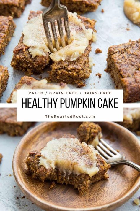 Healthy Pumpkin Cake, Paleo Cake Recipes, Pumpkin Dump, Vegan Cream Cheese Frosting, Paleo Cake, Dump Cake Pumpkin, Pumpkin Cake Recipes, Paleo Recipes Dessert, Healthy Cake Recipes