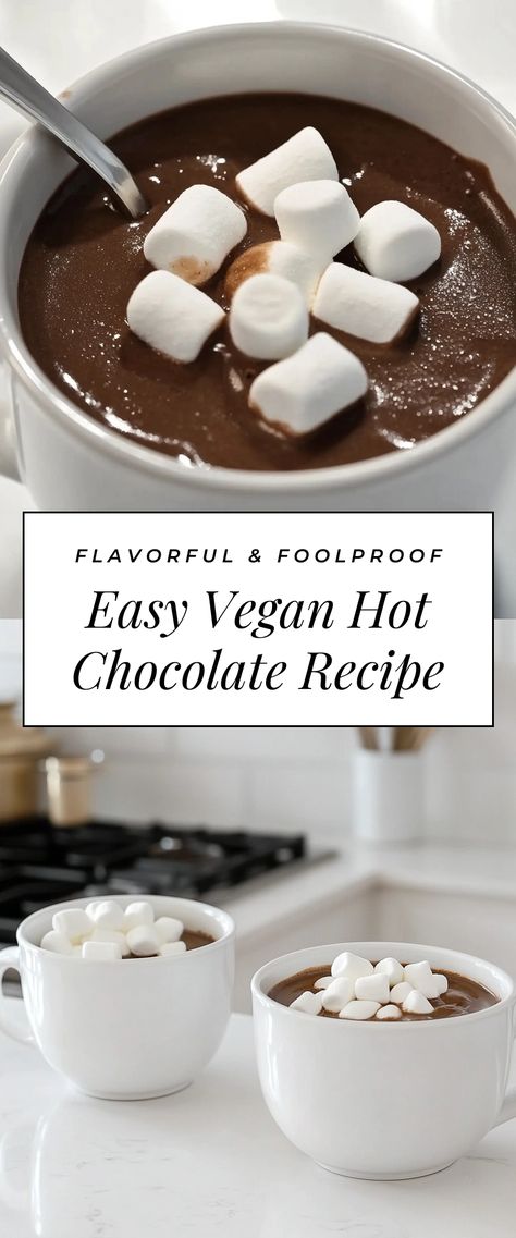 Image for Easy Vegan Hot Chocolate Recipe Vegan Hot Chocolate Recipe, Vegan Hot Chocolate, Chocolate Garnishes, Healthier Desserts, Hot Chocolate Recipe, Vanilla Whipped Cream, Chocolate Recipe, Hot Chocolate Mix, Hot Chocolate Bars